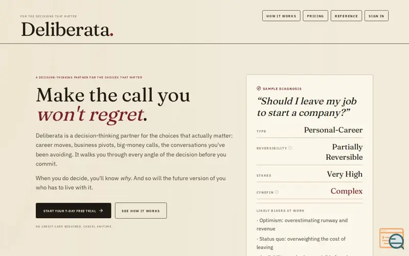 Screenshot of Deliberata