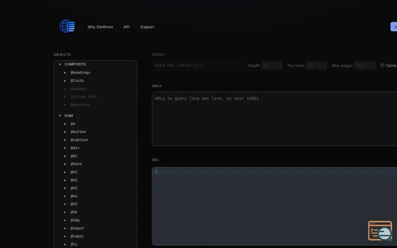 Screenshot of SiteRows