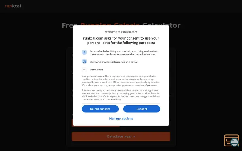 Screenshot of RunKcal — Run Calorie Calculator