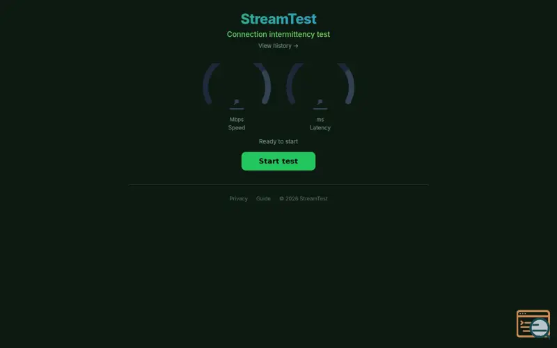Screenshot of StreamTest