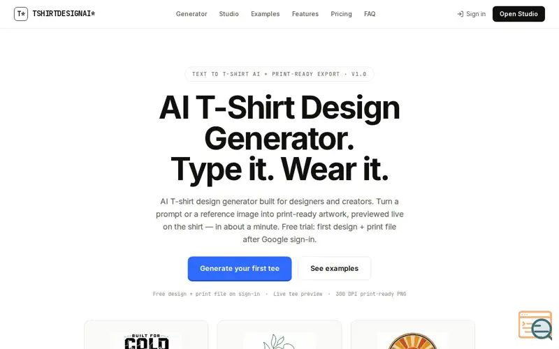 Screenshot of T-Shirt Design AI