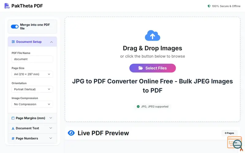 Screenshot of JPG to PDF Converter Online Free