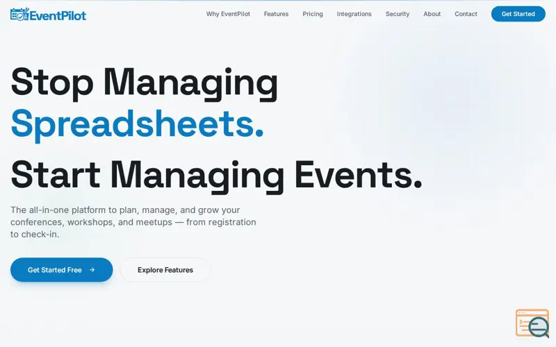 Screenshot of EventPilot