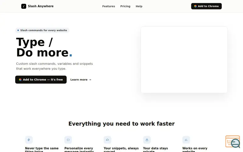 Screenshot of Slash Anywhere