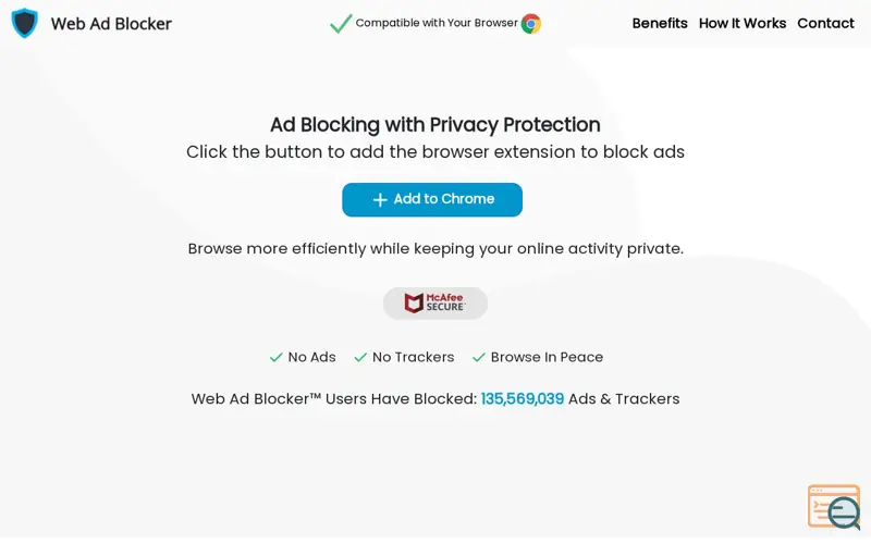 Screenshot of Web Ad Blocker, a launch using A2 Hosting