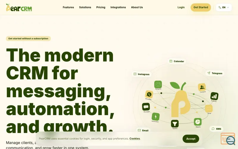 Screenshot of PearCRM - Modern CRM for messaging, automation, and growth