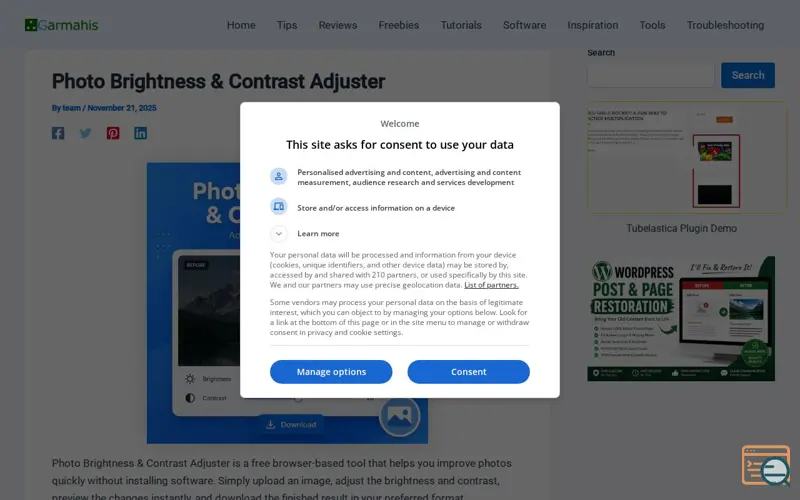 Screenshot of Photo Brightness & Contrast Adjuster