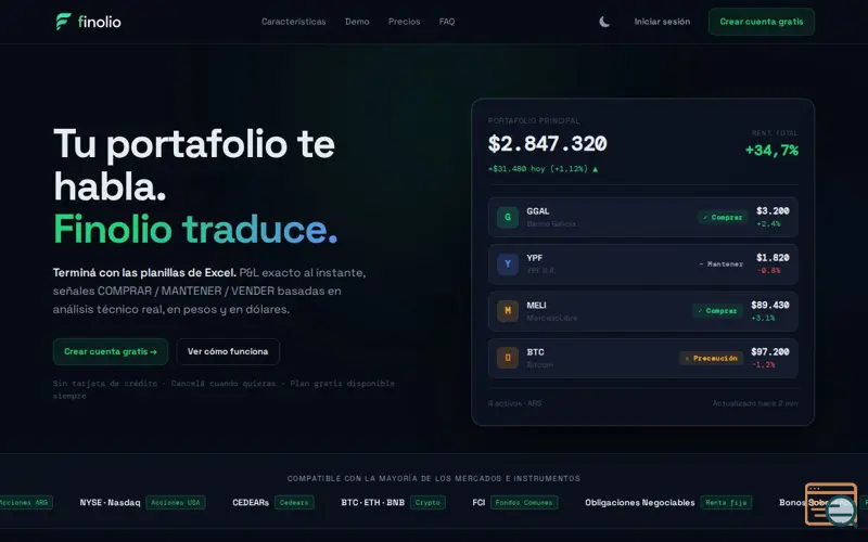 Screenshot of Finolio, a launch using MercadoPago