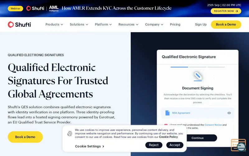 Screenshot of Qualified Electronic Signatures , a launch using HockeyStack