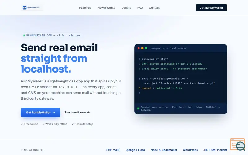 Screenshot of RunMyMailer
