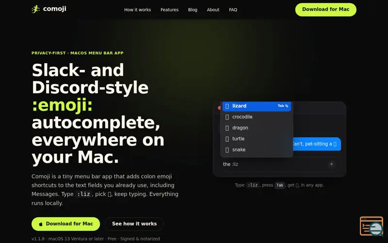 Screenshot of Comoji