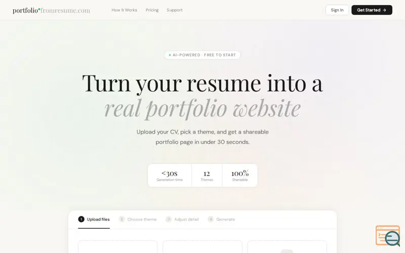 Screenshot of Portfolio From Resume