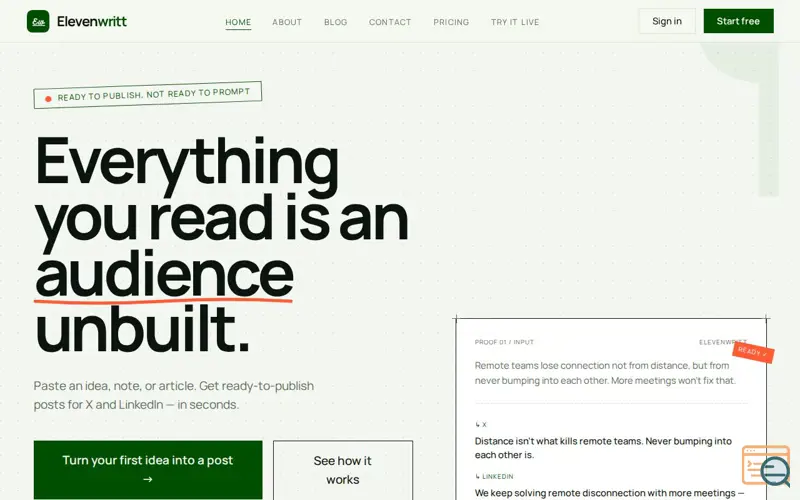 Screenshot of Elevenwritt