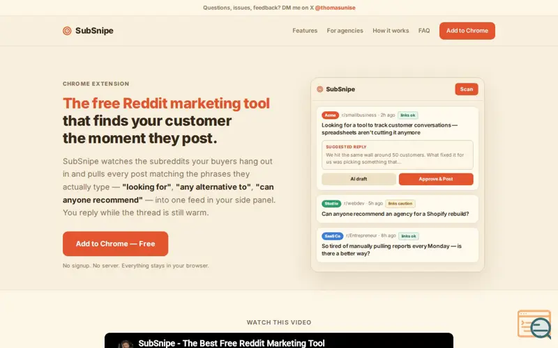 Screenshot of SubSnipe 