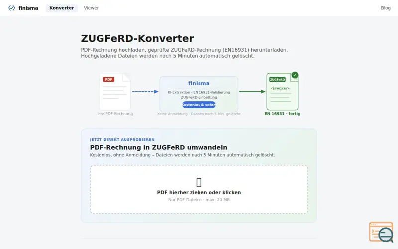 Screenshot of finisma