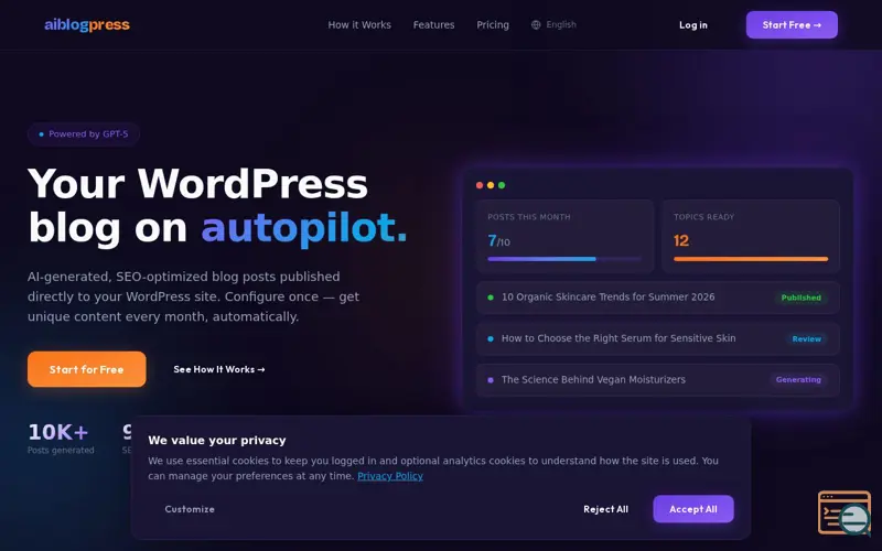 Screenshot of AI Blog Press