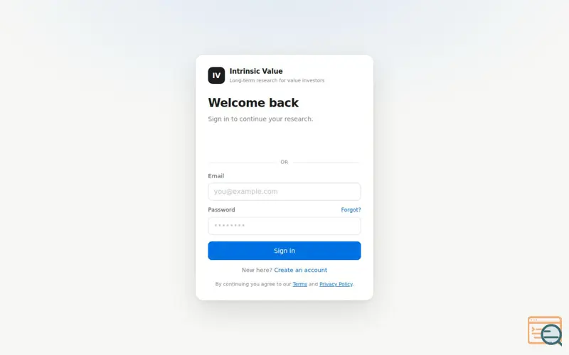 Screenshot of Intrinsic Value App