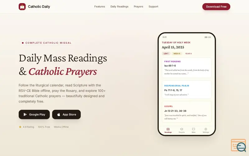 Screenshot of Catholic Daily Missal