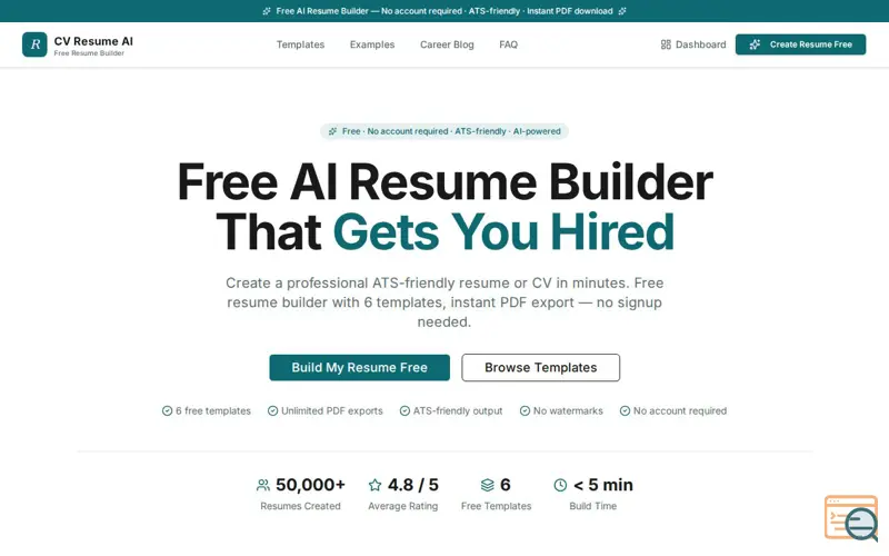 Screenshot of  CV Resume AI