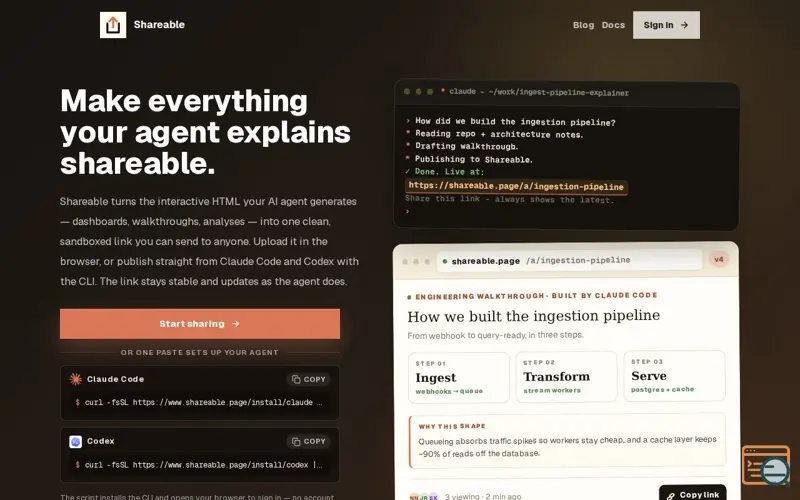 Screenshot of Shareable