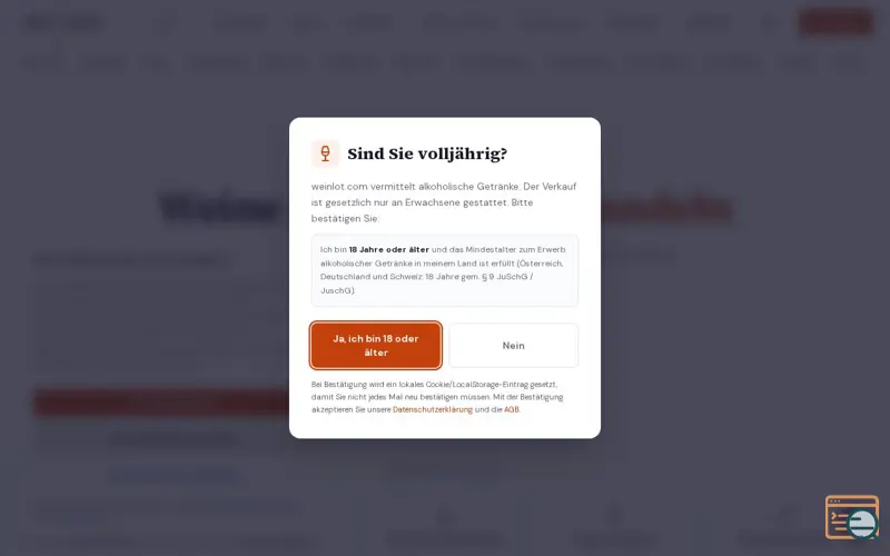 Screenshot of weinlot.com