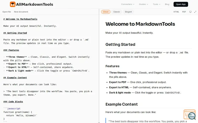 Screenshot of AllMarkdownTools