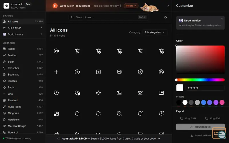 Screenshot of Iconstack: MCP-Native Icon Search