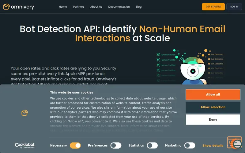 Screenshot of Omnivery Bot Detection API