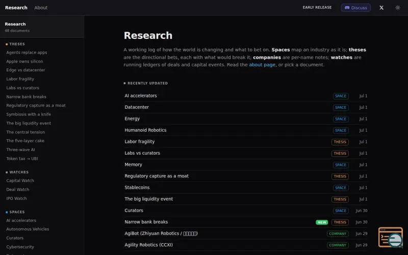 Screenshot of Research