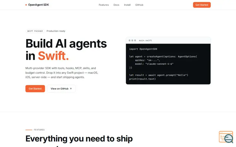 Screenshot of OpenAgent SDK for Swift