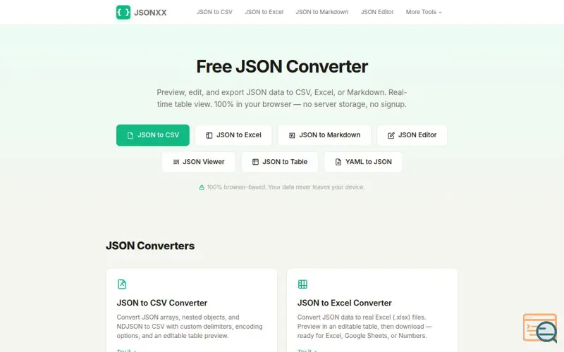 Screenshot of JSONXX