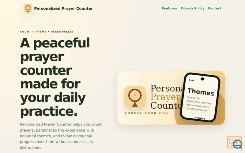 Screenshot of Personalized Prayer Counter