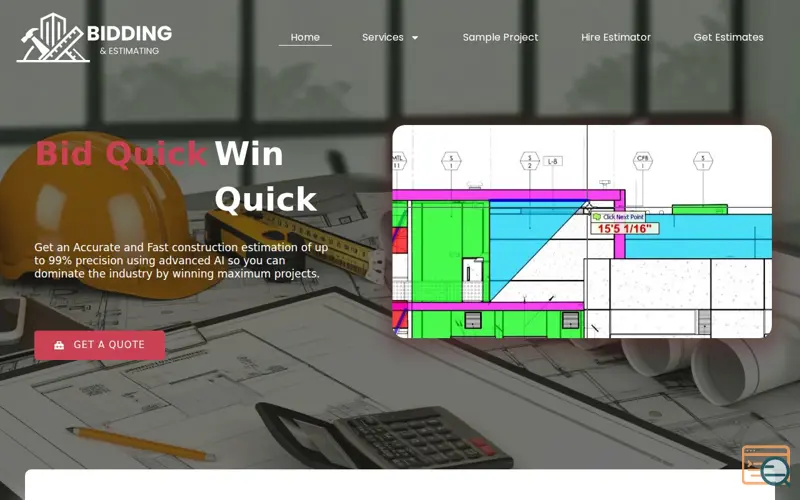 Screenshot of Bidding And Estimating, a launch using Mailcheck