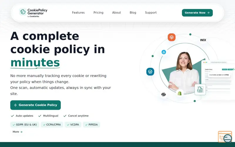 Screenshot of CookiePolicy Generator by CookieYes, a launch using CookieYes