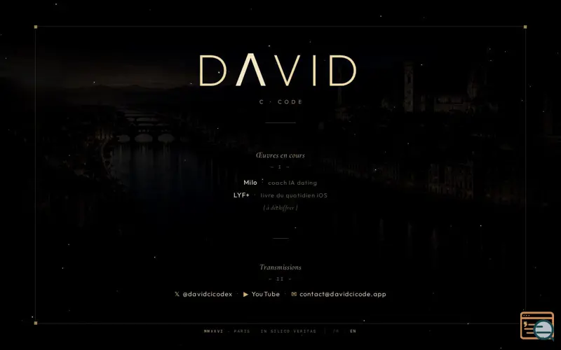 Screenshot of David CI Code — œuvres et transmissions