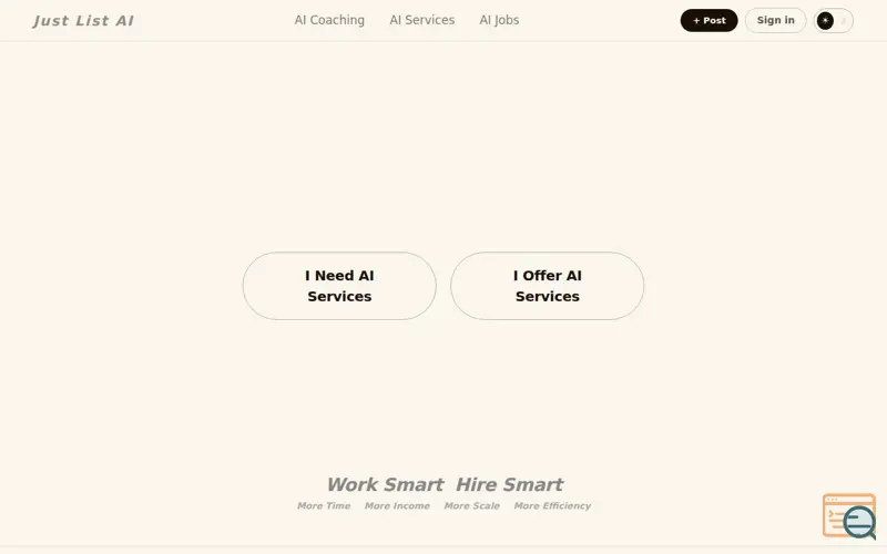 Screenshot of JustListAI