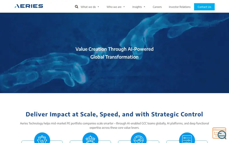 Screenshot of Aeries Technology, a launch using Cherry Framework