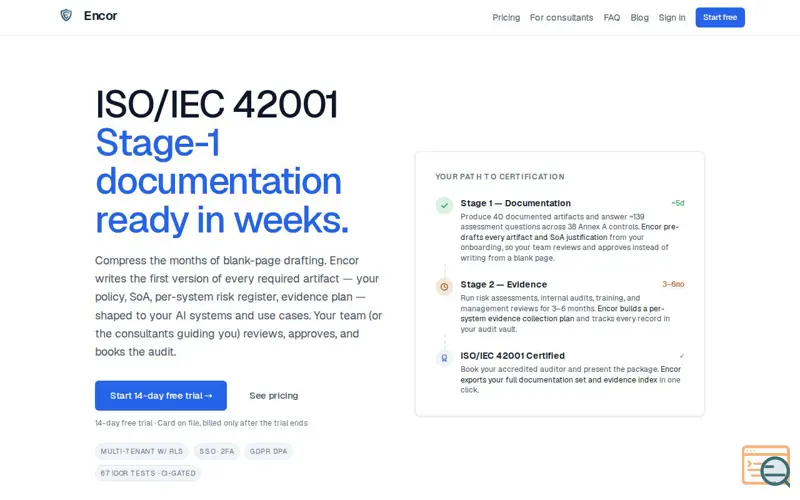 Screenshot of Encor