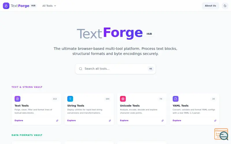 Screenshot of TextForge Hub
