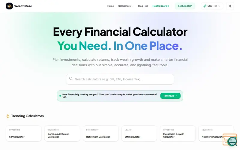 Screenshot of WealthMaze