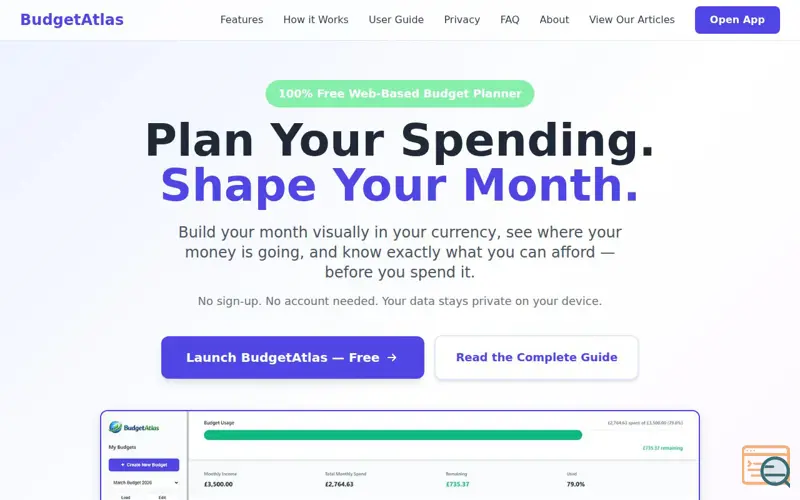 Screenshot of BudgetAtlas