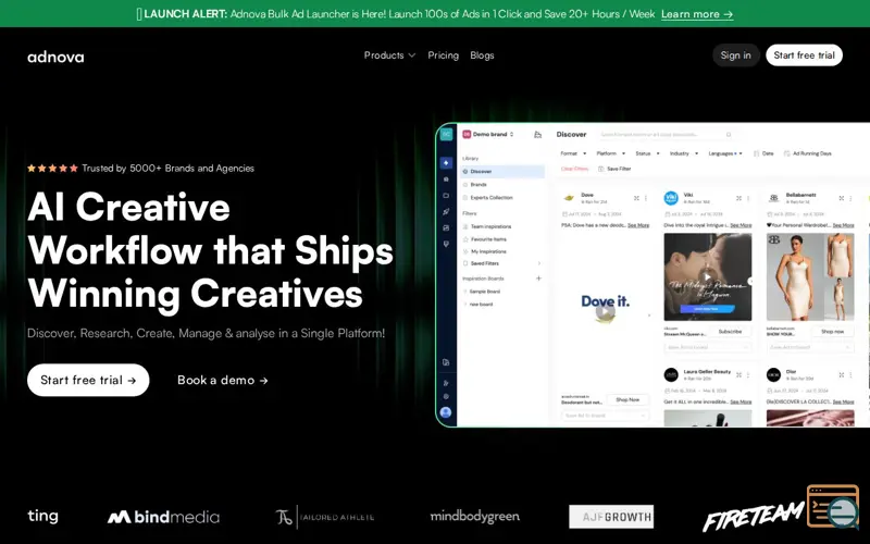 Screenshot of adnova