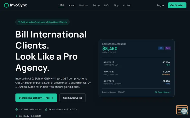 Screenshot of InvoSync