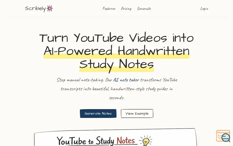 Screenshot of Scribely
