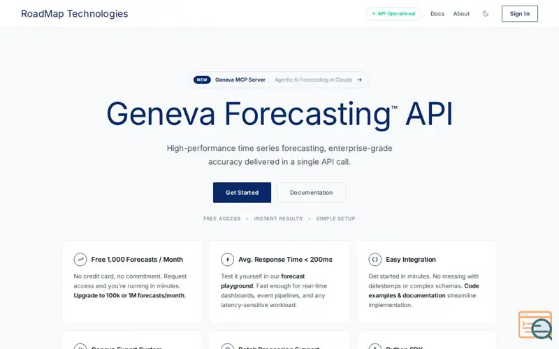 Screenshot of Geneva Forecasting API