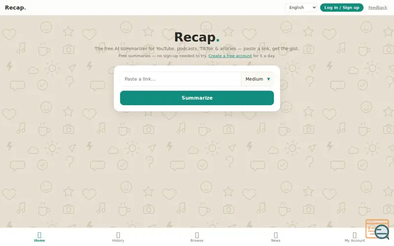 Screenshot of Recap