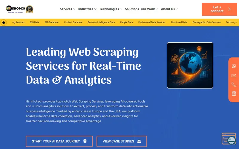 Screenshot of Hirinfotech, a launch using Essential Addons for Elementor