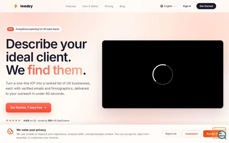 Screenshot of Leadzy, a launch using Angular