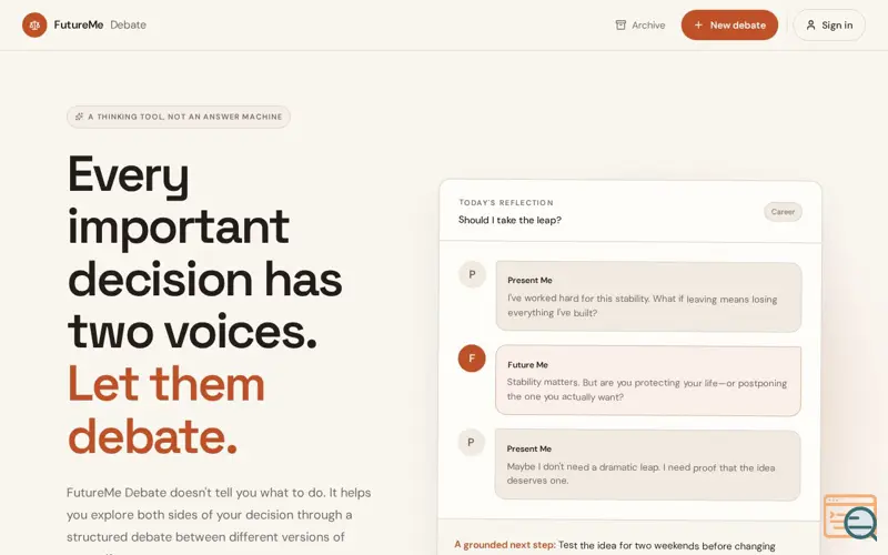 Screenshot of FutureMe Debate