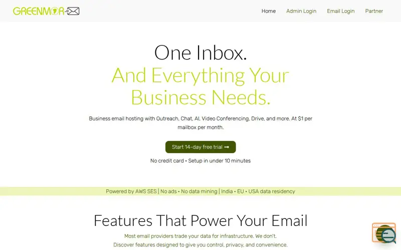Screenshot of GreenmorMail